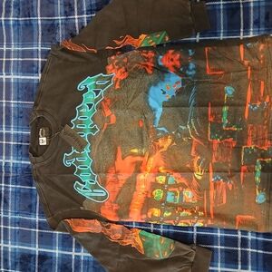 Good Mood Men's Graphic Long Sleeve Shirt - Black and Orange